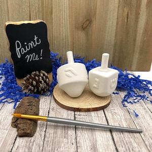 Hanukkah Dreidel Set, Ceramic Bisque, Ready to Paint Pottery, DIY Judaica Arts and Crafts Project