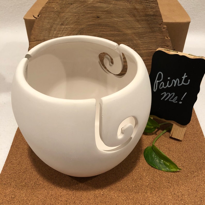 DIY Yarn Bowl, Large Knitting Bowl, Crochet Yarn Holder, DIY Project Ready to Paint Ceramic Bisque, Make Your Own Yarn Keeper image 2