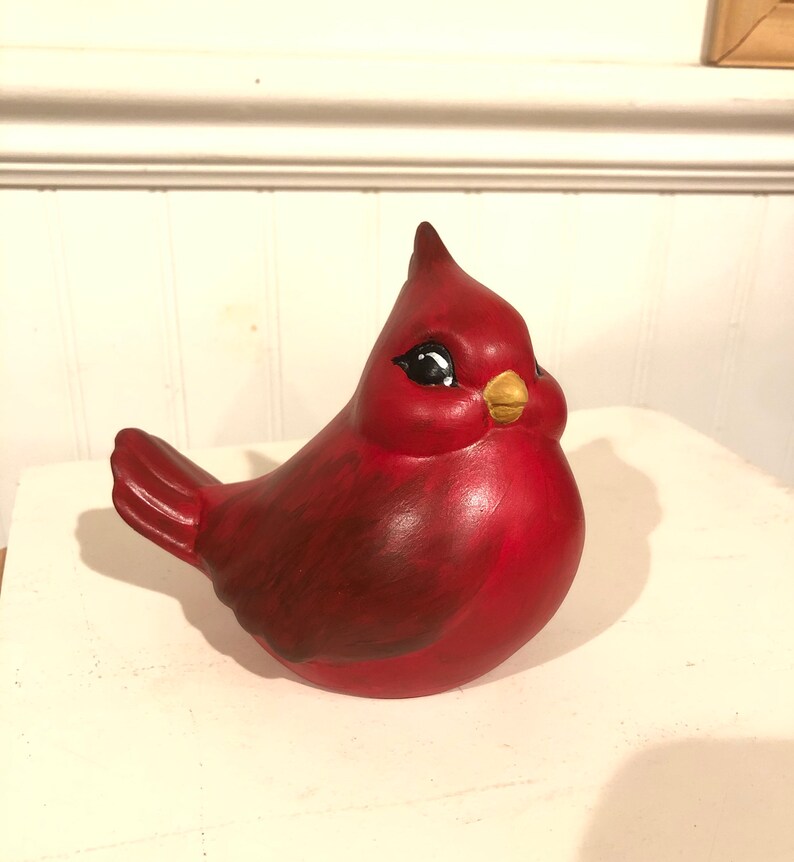 example of a painted ceramic cardinal