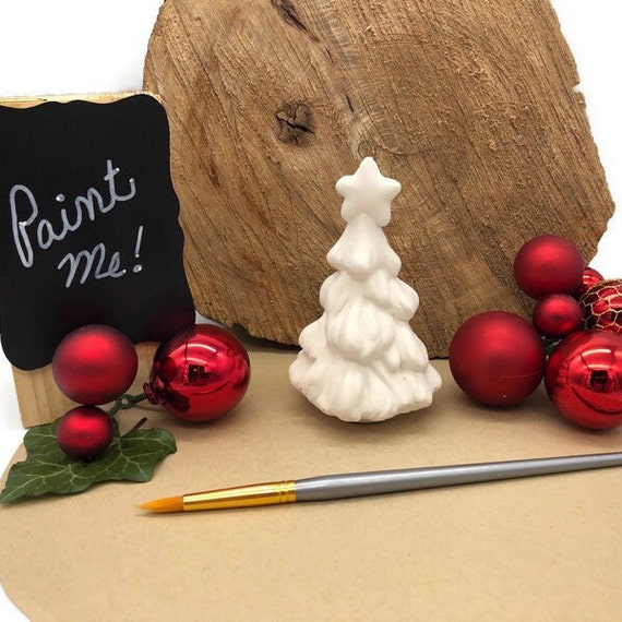 Unpainted Ceramic Christmas Tree Ornament, DIY Craft Project