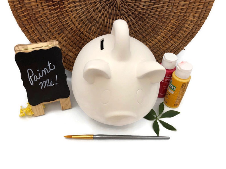 Piggy Bank DIY Project Large Ceramic Bisque Ready to Paint Etsy
