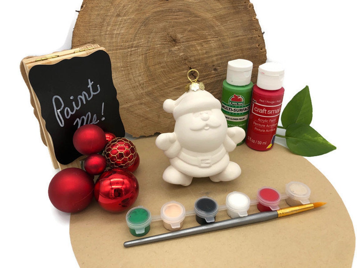Santa Paint Kit Christmas Ornament Ceramic Bisque Ready to Etsy