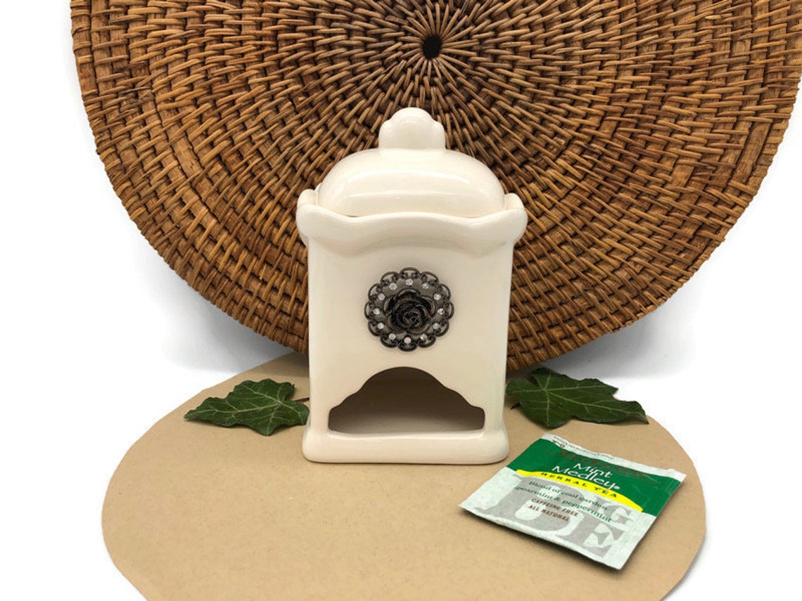 Tea Bag Dispenser and Storage White With Metal Rose Etsy UK