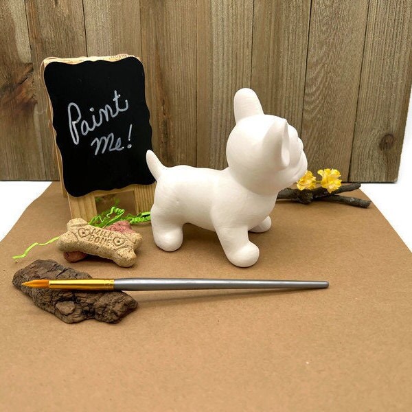 フレンチブルドッグのフィギュア、高品質の陶器素焼き、すぐに絵付け