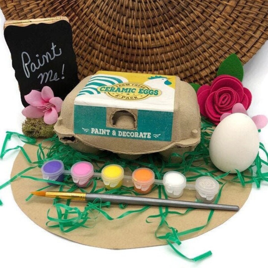 DIY Easter Eggs Ceramic Bisque Half Dozen Set With Acrylic Etsy