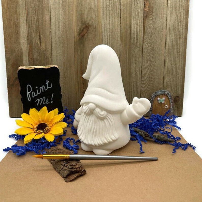 Ceramic Gnome High Five, Bisque Blank, Ready to Paint Pottery, DIY Craft Project image 3