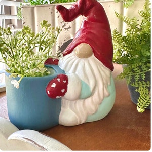 Gnome Ceramic Planter, Flower Pot, Quality Unpainted Ceramic Bisque, Ready to Paint Pottery Blanks, DIY Craft Project image 5