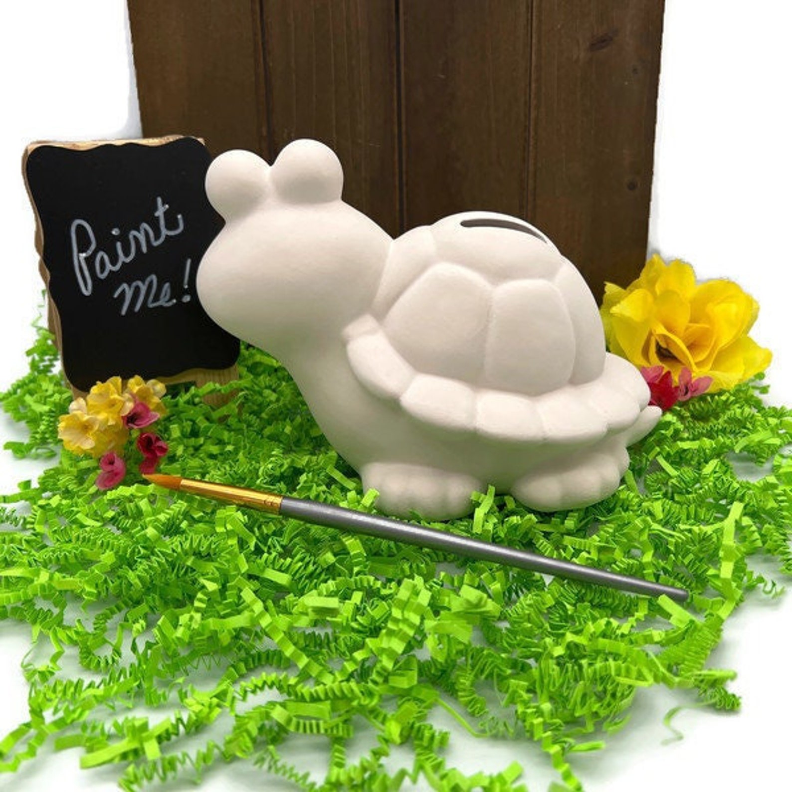 Turtle Coin Bank DIY Project Ceramic Bisque Ready to Paint Etsy