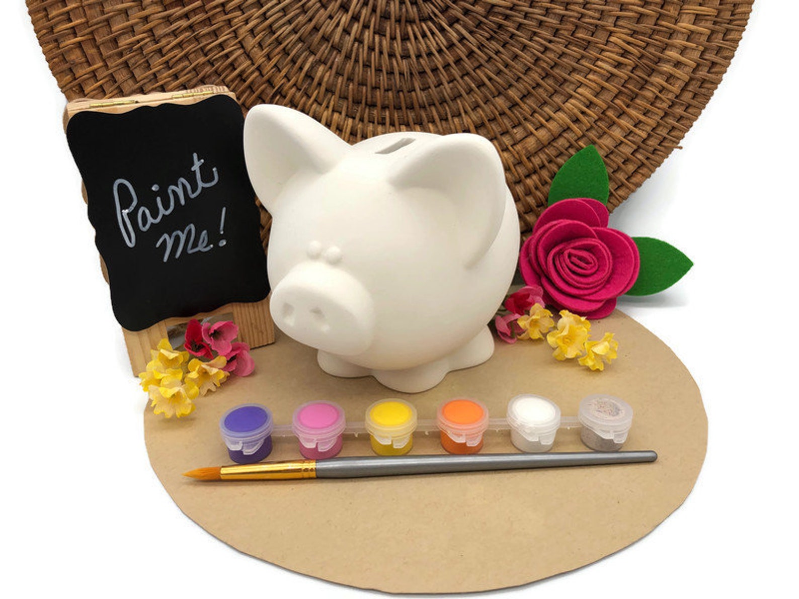 Little Piggy Bank Paint Kit Blank Ceramic Bisque Etsy