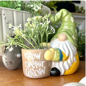 Gnome Ceramic Planter, Flower Pot, Quality Unpainted Ceramic Bisque, Ready to Paint Pottery Blanks, DIY Craft Project image 7