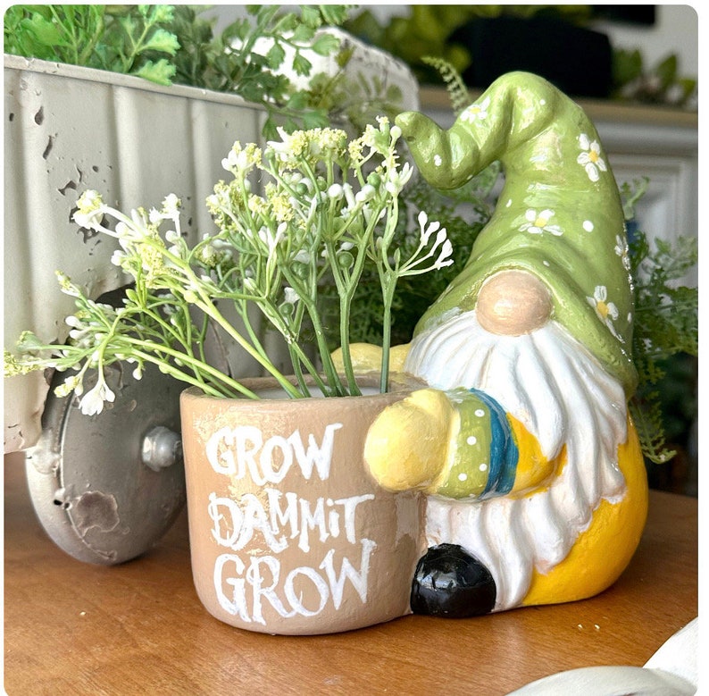 Gnome Ceramic Planter, Flower Pot, Quality Unpainted Ceramic Bisque, Ready to Paint Pottery Blanks, DIY Craft Project image 7