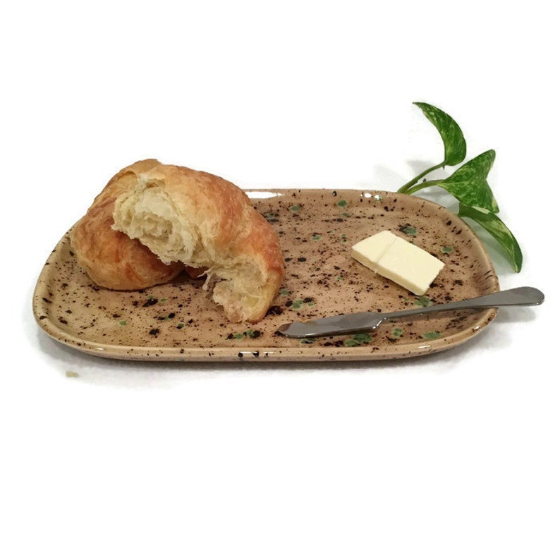 Small Plate in Earth Tone Brown and Green Appetizer Platter