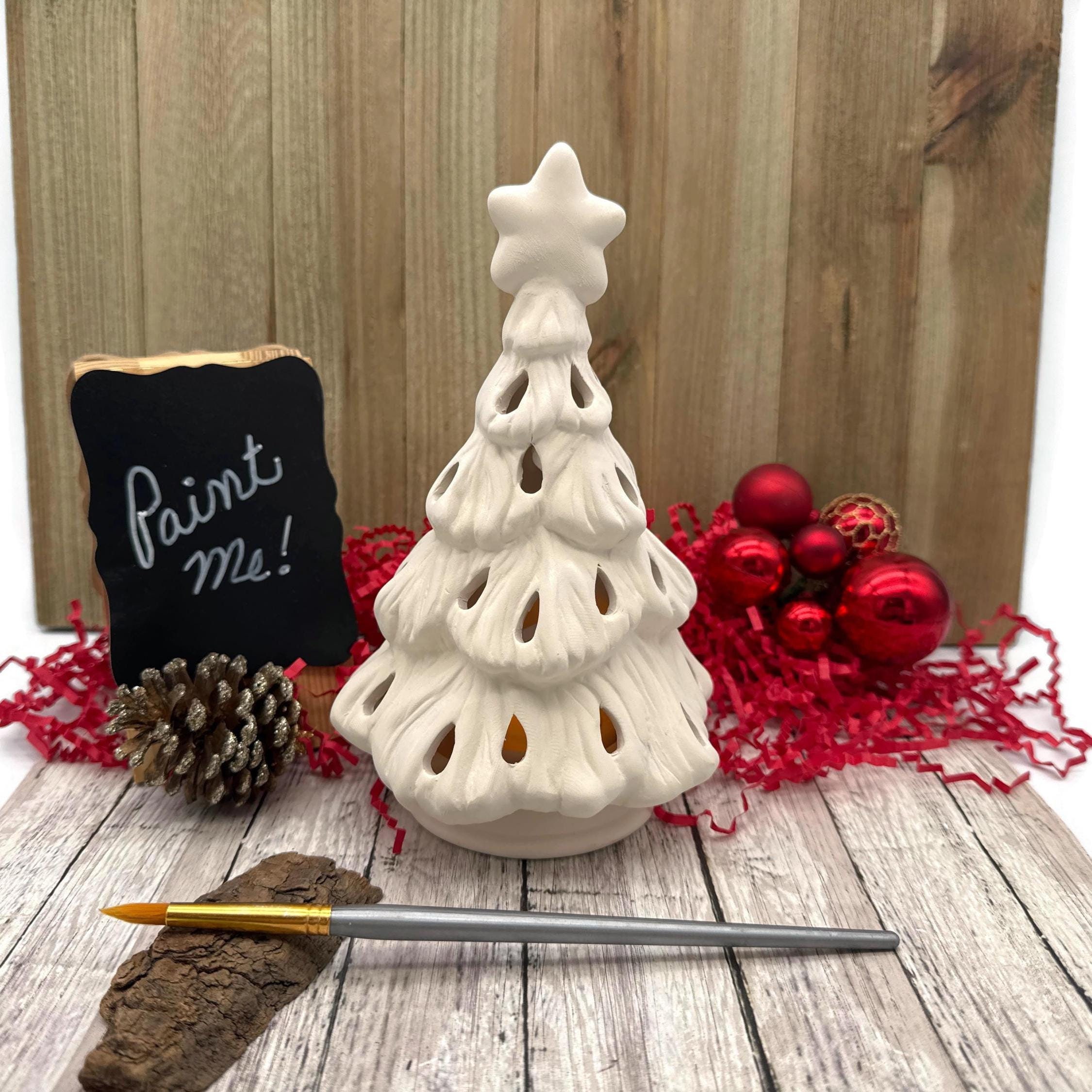 Christmas Tree With Cross Ceramic Bisque Ready To Paint