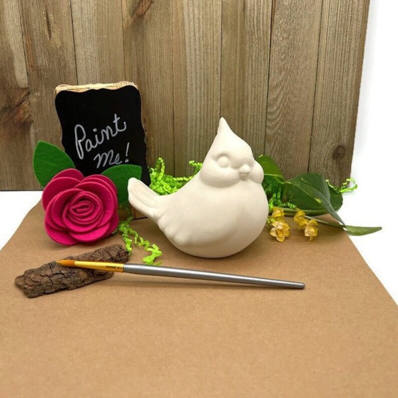 Ceramic Spring Bird, Unpainted Ceramic Bisque Blank, Ready to Paint Pottery, Gift for Avian Fans and Bird Watchers image 1