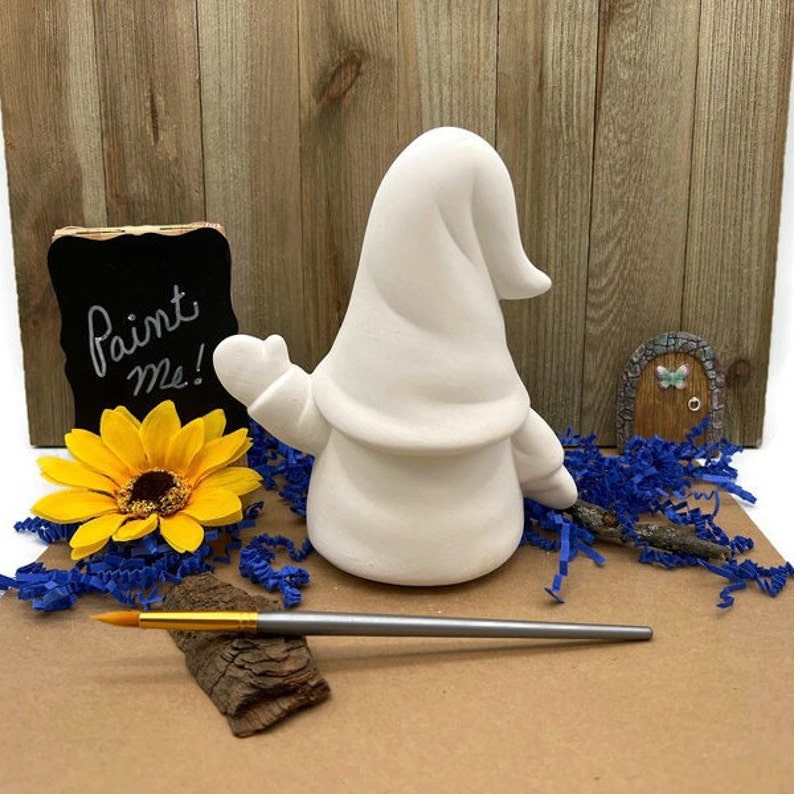 Ceramic Gnome High Five, Bisque Blank, Ready to Paint Pottery, DIY Craft Project image 4