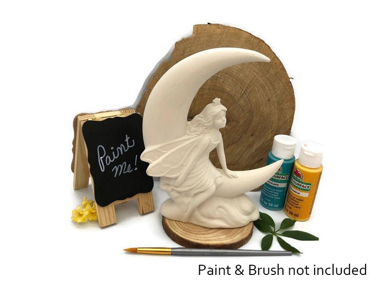 Moon Fairy - Ceramic Bisque Ready to Paint - DIY Project