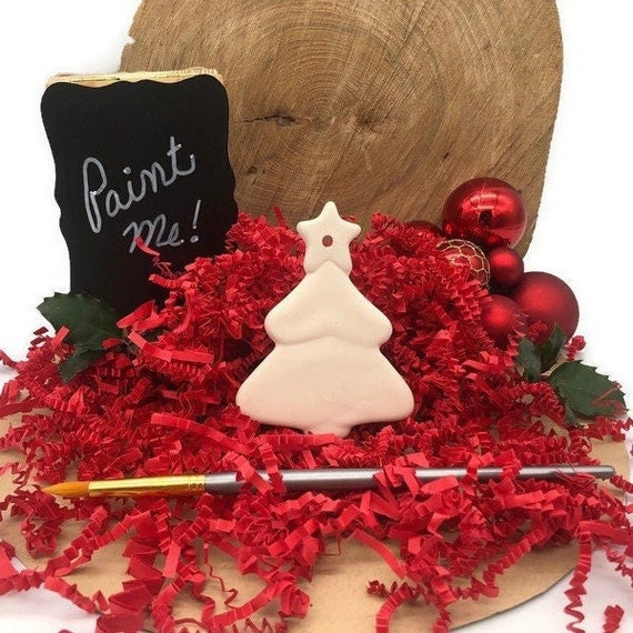 Ceramic Bisque Christmas Tree Ornament, DIY Holiday Craft