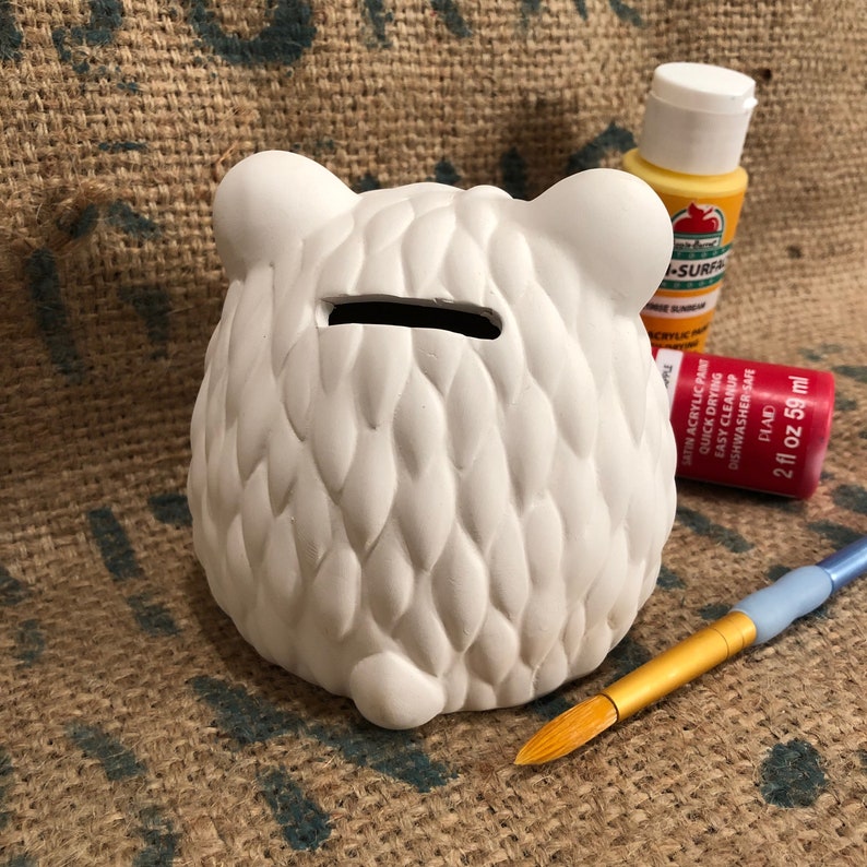 Ready to Paint Ceramic Bisque Hedgehog Coin Bank DIY Project Hedgehog