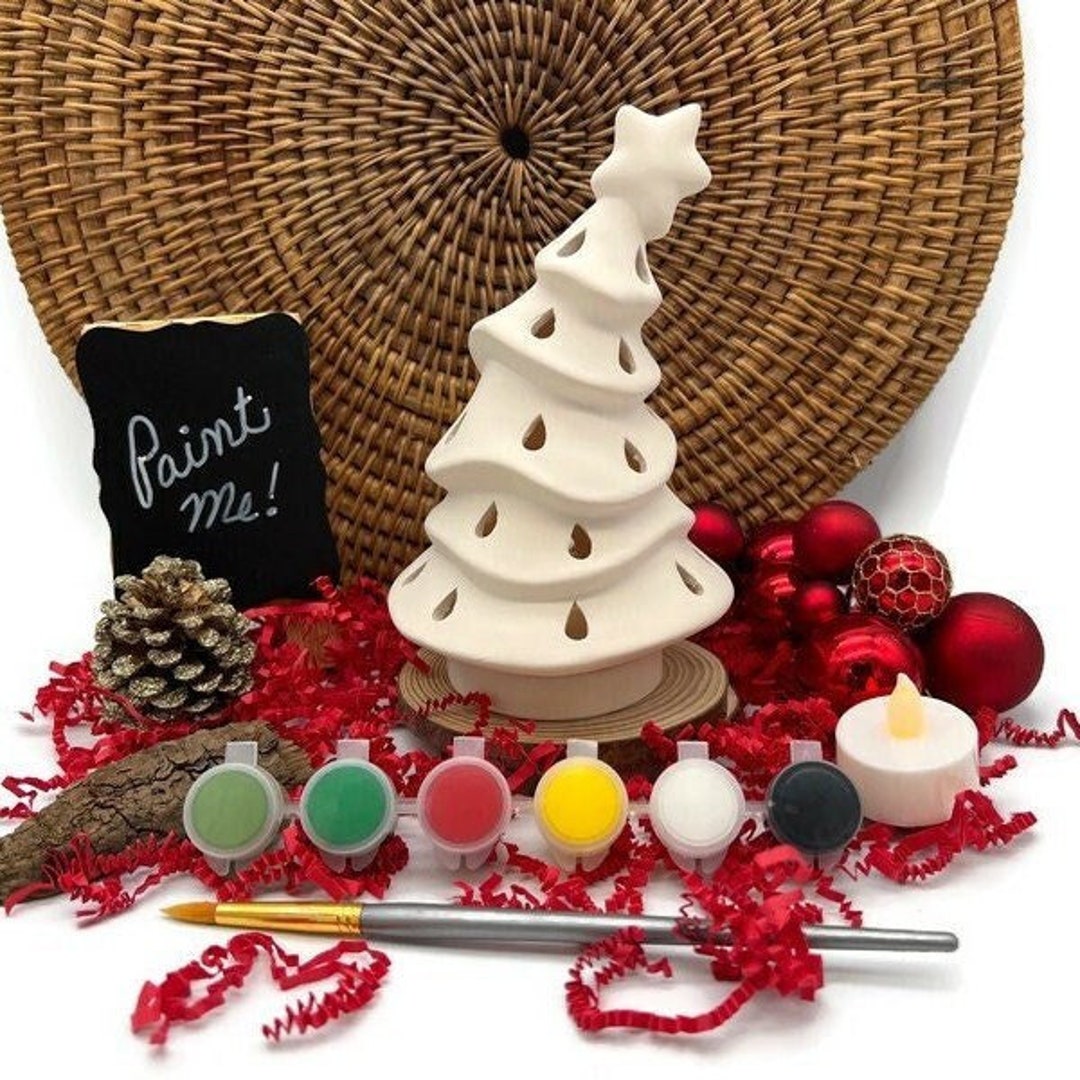 Christmas Tree Craft Kit With Acrylic Paint Set Ready to Etsy