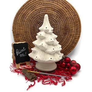 Christmas Tree with Light Up Kit, Ceramic Bisque, Ready to Paint Pottery, DIY Holiday Craft Project