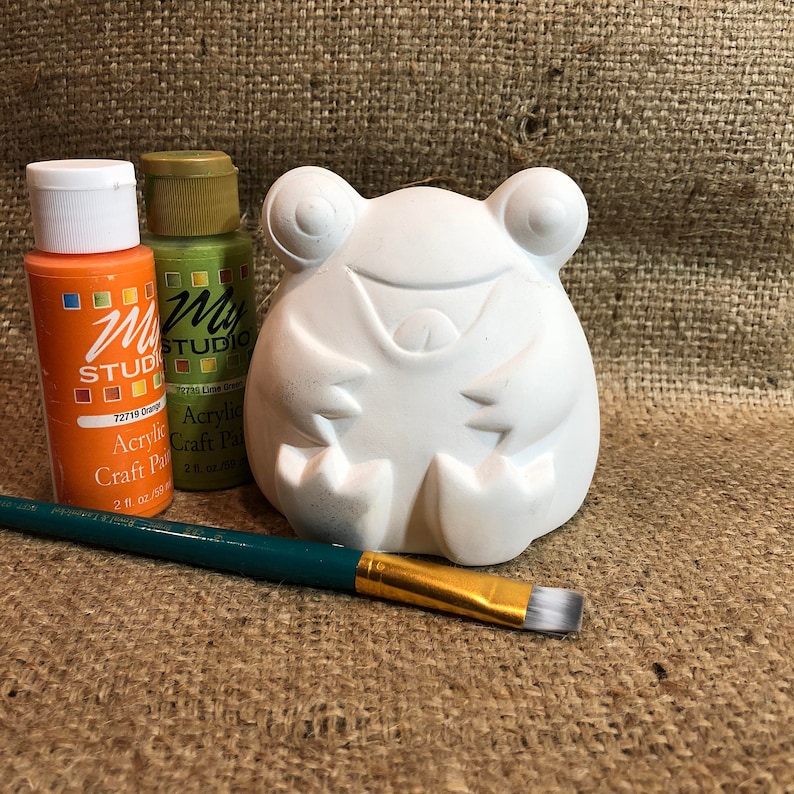 DIY Blank Ceramic Bisque Frog Coin Bank Ready to Paint