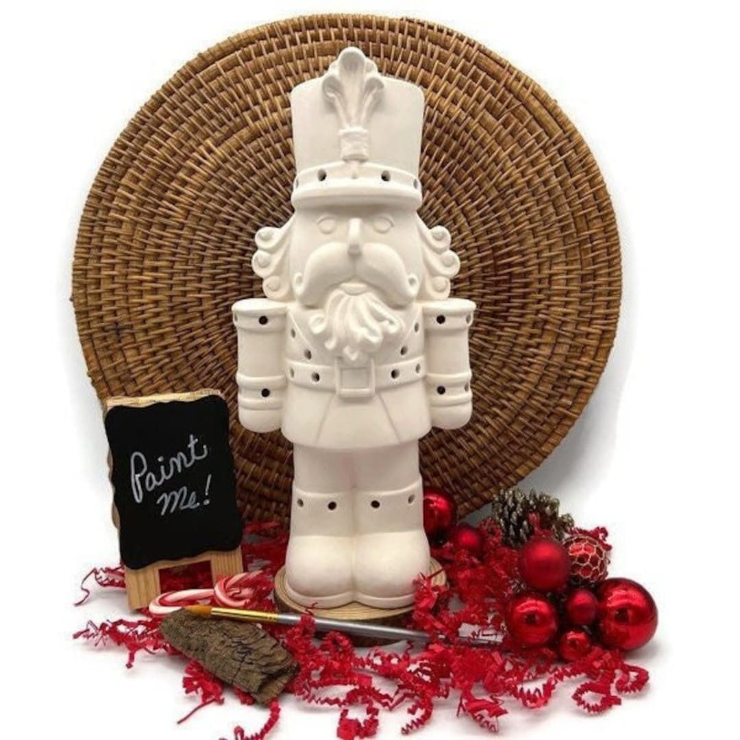 Christmas Nutcracker Light Up, Votive Holder, Ceramic Bisque to Paint