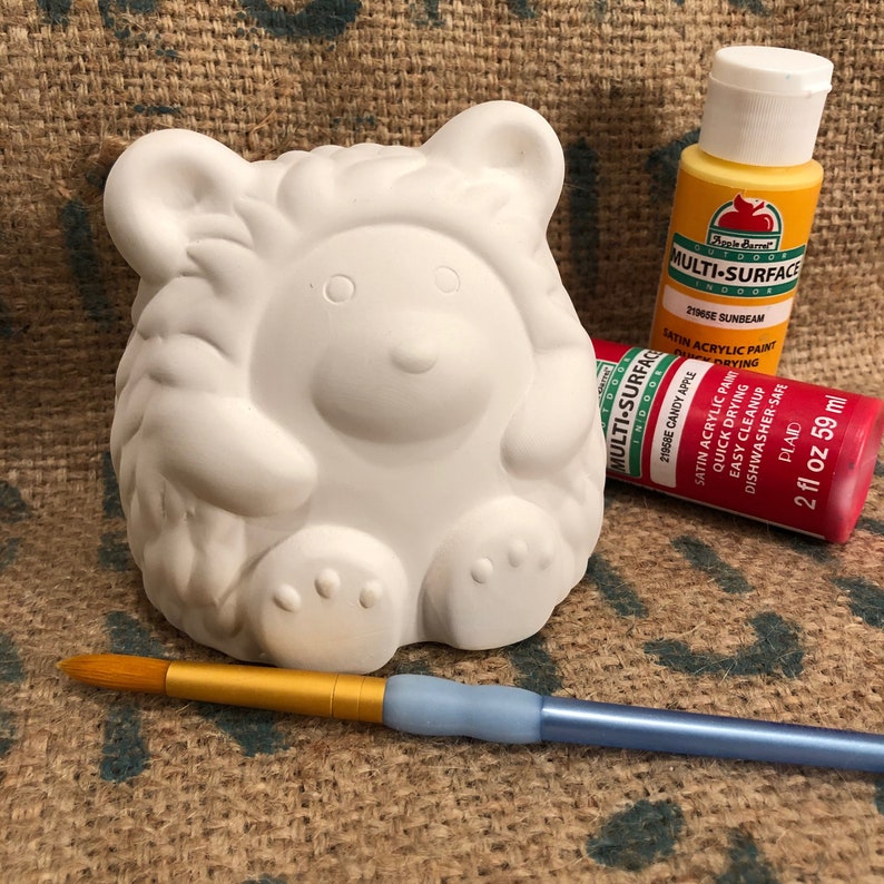 Ready to Paint Ceramic Bisque Hedgehog Coin Bank DIY Project Hedgehog