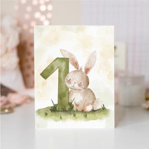 Cute bunny watercolor, nursery graphic, nursery graphic poster, birthday card, baby boy first birthday, gift for baby, bunny drawing