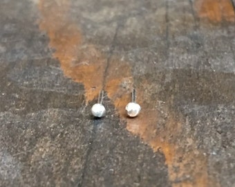 Sterling Silver Studs, Tiny Recycled Stirling Silver Studs, Small Earrings, Tiny Silver Studs