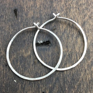 Medium Sterling Silver Hammered Hoop Earrings, Hoop Earrings