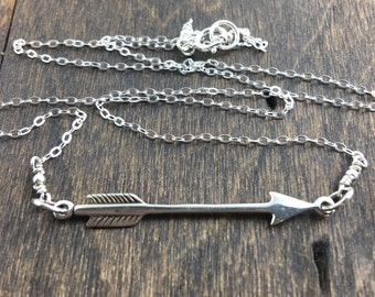 Arrow Necklace, Sterling Silver Arrow Necklace, Festoon Necklace