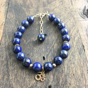 Lapis Lazuli Ohm Bracelet: 14k Gold Filled Accents, Boho Jewelry