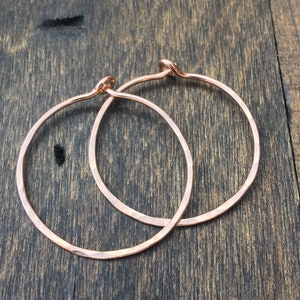 Medium Rose Gold Fill Hammered Hoop Earrings, Hand Forged Hoop Earrings, Rose Gold Earrings, Rose Gold Hoops