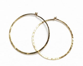 Hammered Hoop Earrings 1.5 Inch • Large Hoop Earrings • Handmade Metal Hoops • Gold Silver Brass Copper Hoops • Everyday Minimal Jewelry