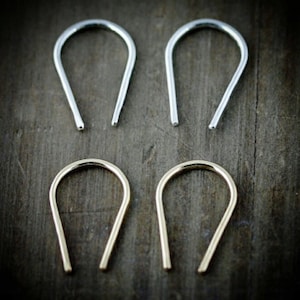 14k Gold Horseshoe Earrings: Minimalist Arc Line Earrings