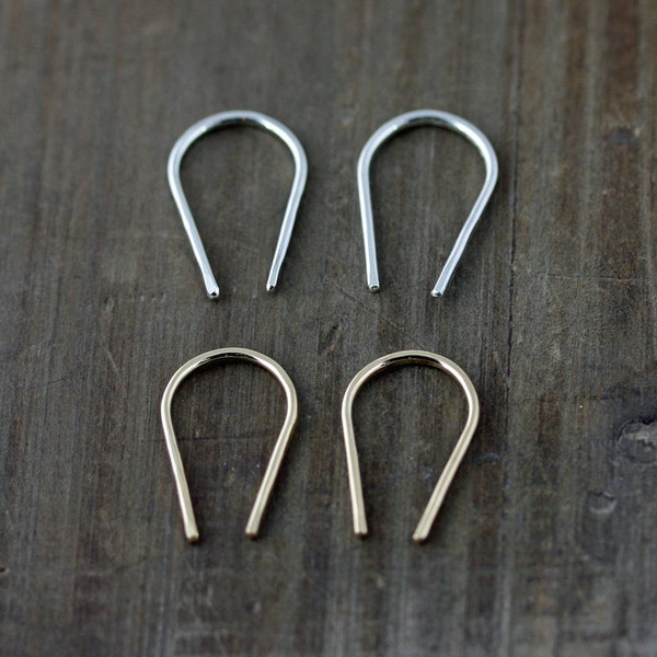 Tiny Minimalist Horseshoe Earrings, Gold or Silver Bar, Gold Arc, Silver Arc, Line Earrings, Wishbone Earrings, Gold Line Earrings