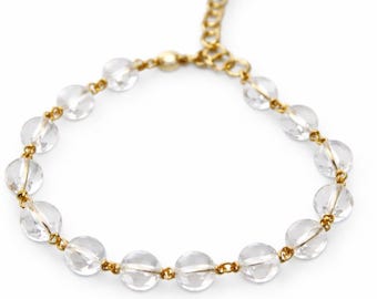 Crystal Quartz and 14k Gold Filled Bracelet