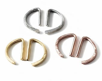 Tiny Hammered D Shaped Sleeper Hoops, Minimal Half Hoop Huggies, Comfortable Everyday Earrings