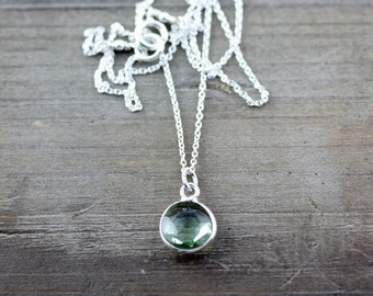 Green Amethyst Necklace on Sterling Silver