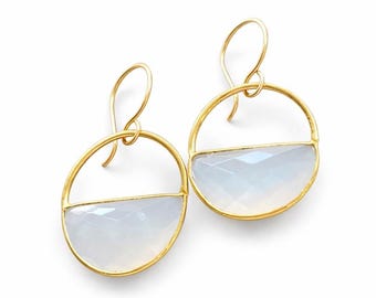 Moonstone Earrings, 14k Gold Fill Earwires