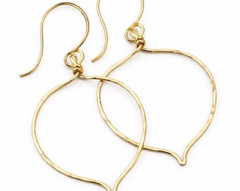 NuGold Lotus Leaf Hoop Earrings: Handmade Red Brass