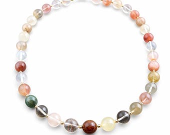 Rutilated Quartz Necklace, 10mm One of a Kind Statement Necklace