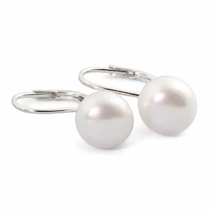 White Freshwater Pearl Earrings, on Sterling Silver Lever Backs, Cultured Pearls