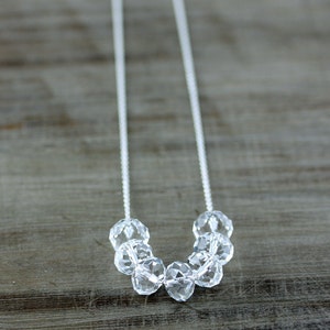 Carrie Necklace, Crystal Clear Swarovski Necklace on Sterling Silver or 14k Gold Fill