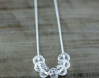 Carrie Necklace, Crystal Clear Swarovski Necklace on Sterling Silver or 14k Gold Fill