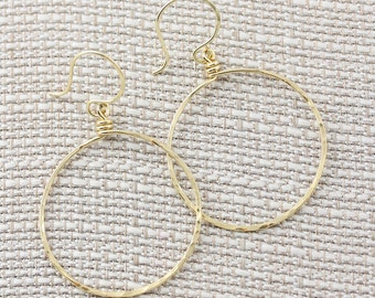 Front Facing Hoops, Solid 14k White or Yellow Gold, Big Hoop Earrings, Solid Gold Earrings, Solid Gold Hoops