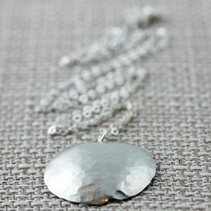 Hammered Sterling Silver Circle Necklace: Domed Round Pendant
