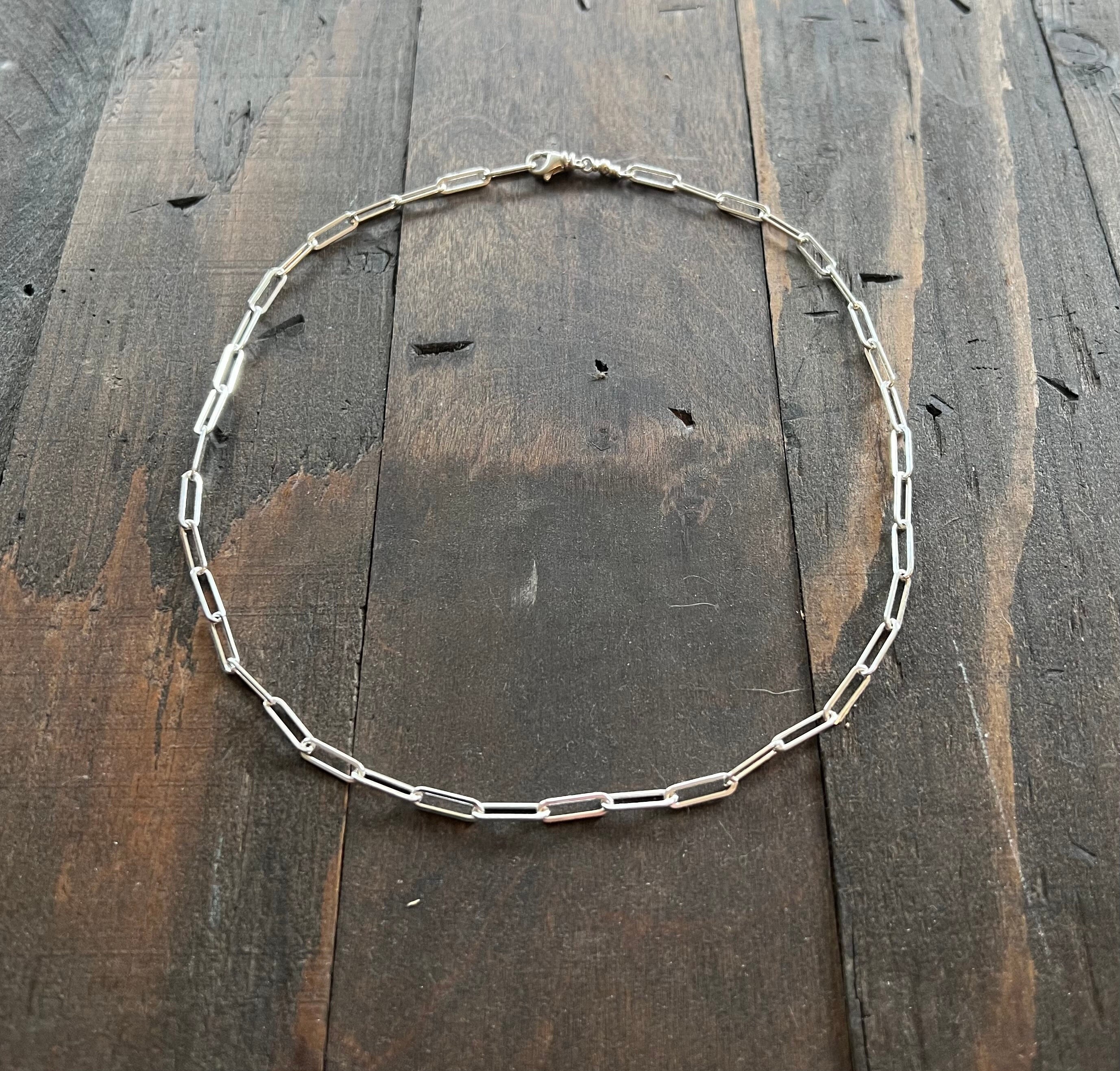 Sterling Silver Paperclip Chain Necklace, Paperclip Choker