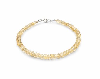 Faceted Lemon Quartz Bracelet: Sterling Silver Clasp, One-of-a-Kind