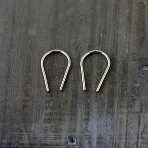 Tiny Minimalist Horseshoe Earrings, Gold or Silver Bar, Gold Arc, Silver Arc, Line Earrings, Wishbone Earrings, Gold Line Earrings image 2